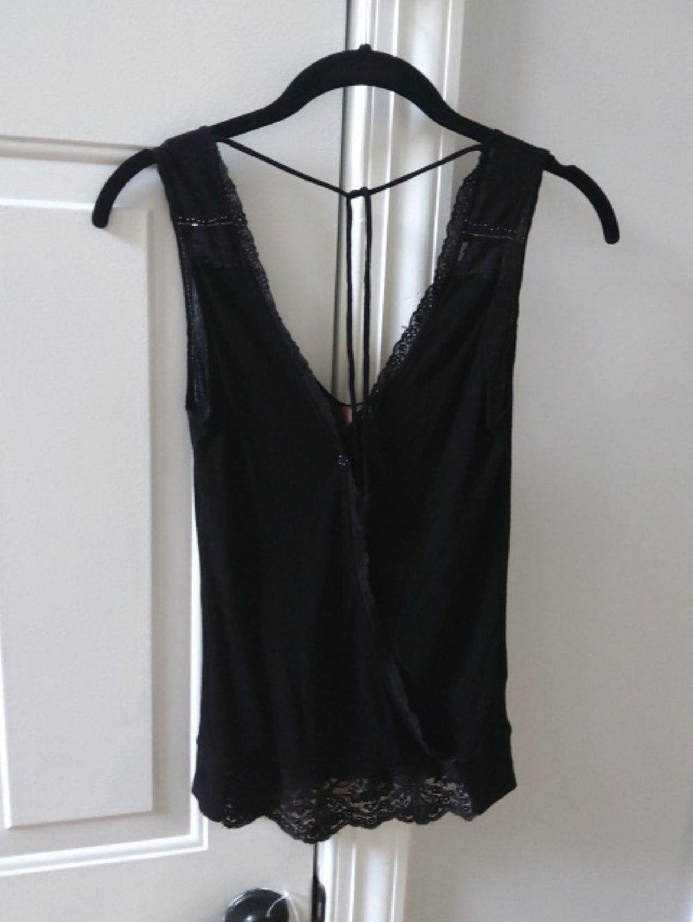 BURNING TORCH💥Nwot💥Black Lace-Trim Tank Top